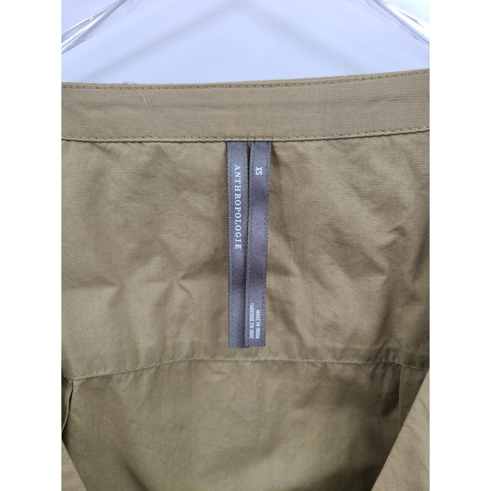 Anthropologie Preppy Crop Top Shirt Womens XS Buttons Minimalist Neutral - Picture 7 of 12
